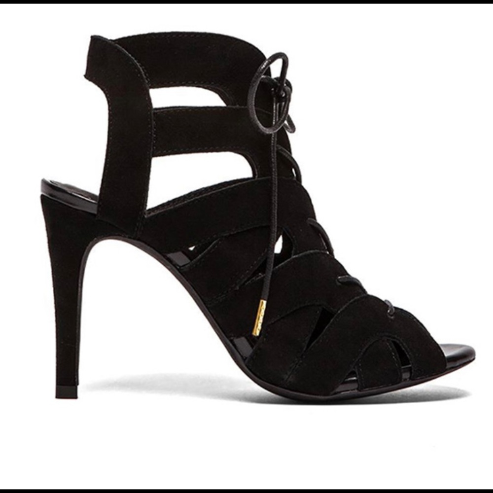 Joie Black Suede Caged Heels/Bonnie sz 6/36 NWOT